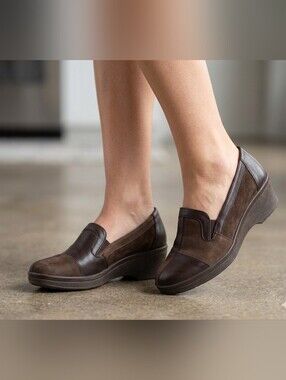 Rhode Brown Leather Loafers Women's UK 6.5 Classic Comfort Flats Office Slip-on